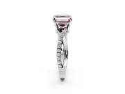 Solitaire Engagement Ring Setting for Fancy Pink Asscher Cut Center with Half-Pave Crossover Band and Prong Head in Platinum