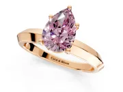 Solitaire Engagement Ring Setting for Fancy Pink Pear-Shaped Center with Wide Knife Ridge Band and Prong Head in Rose Gold