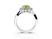Starburst Halo Engagement Ring Setting for Fancy Yellow Round Cut Center with Flat Cathedral Band and Prong Head in White Gold
