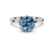 Solitaire Engagement Ring Setting for Fancy Blue Round Cut Center with Plain Band and Tulip Prong Head in Platinum