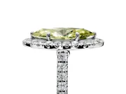 Halo Engagement Ring Setting for Fancy Yellow Marquise Center with Narrowing Pave Band and Prong Head in Platinum