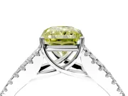 Solitaire Engagement Ring Setting for Fancy Yellow Radiant Cut Center with Pave Split Shank and Prong Head in Platinum