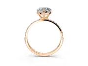 Solitaire Engagement Ring Setting for Heart-Shaped Center with Pave Accents and Prong Head in Rose Gold