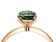 Solitaire Engagement Ring Setting for Fancy Green Radiant Cut Center with Thin Rounded Plain Band and Prong Head in Rose Gold