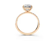 Solitaire Engagement Ring Setting for Princess Cut Center with Pave Accents and Prong Head in Rose Gold