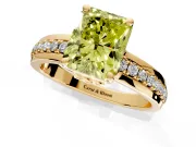 Solitaire Engagement Ring Setting for Fancy Yellow Radiant Cut Center with Raised Channel Band and Prong Head in Yellow Gold