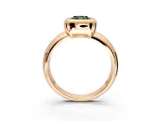 Solitaire Engagement Ring Setting for Fancy Green Cushion Cut Center with Wide Band and Bezel Head in Rose Gold