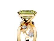 Solitaire Engagement Ring Setting for Fancy Yellow Emerald Cut Center with Criss-Cross Accent Band and Prong Head in Yellow Gold