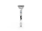 Bar-Set Engagement Ring Setting for Emerald Cut Center with Tapered Baguette Accents and Prong Head in Sterling Silver
