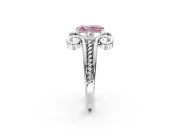 Solitaire Engagement Ring Setting for Fancy Pink Radiant Cut Center with Twisted Band and Scroll Prong Head in White Gold