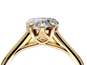 Solitaire Engagement Ring Setting for Heart-Shaped Center with Cathedral Band and Prong Head in Yellow Gold