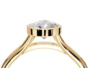 Solitaire Engagement Ring Setting for Pear-Shaped Center with V Split Shank and Bezel Head in Yellow Gold