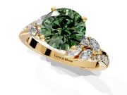Solitaire Engagement Ring Setting for Fancy Green Round Cut Center with Marquise Accent Twist Band and Prong Head in Yellow Gold