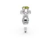 Halo Engagement Ring Setting for Fancy Yellow Round Cut Center with Pave Infinity Twist Band and Prong Head in Platinum