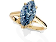 Solitaire Engagement Ring Setting for Fancy Blue Marquise Center with Cathedral Band and Prong Head in Yellow Gold