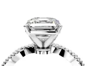 Solitaire Engagement Ring Setting for Asscher Cut Center with Twist Band and Bead Prong Head in Sterling Silver