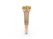 Solitaire Engagement Ring Setting for Fancy Yellow Oval Center with Accented Split Shank and Prong Head in Rose Gold