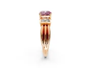 Solitaire Engagement Ring Setting for Fancy Pink Cushion Cut Center with Grooved Bar Accent Band and Prong Head in Rose Gold