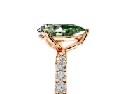 Solitaire Engagement Ring Setting for Fancy Green Pear-Shaped Center with Fine Pave Accents and Prong Head in Rose Gold