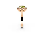 Starburst Halo Engagement Ring Setting for Fancy Yellow Round Cut Center with Flat Cathedral Band and Prong Head in Rose Gold