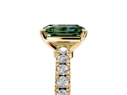 Solitaire Engagement Ring Setting for Fancy Green Emerald Cut Center with Single Row Accent Band and Prong Head in Yellow Gold