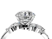 Solitaire Engagement Ring Setting for Round Cut Center with Marquise Accent Twist Band and Prong Head in Platinum