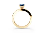 Solitaire Engagement Ring Setting for Fancy Blue Emerald Cut Center with Channel Baguette Band and Prong Head in Yellow Gold