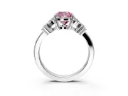 Floral Engagement Ring Setting for Fancy Pink Cushion Cut Center with Marquise Cluster Shoulders and Prong Head in White Gold
