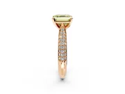 Solitaire Engagement Ring Setting for Fancy Yellow Asscher Cut Center with Multi-Row Accents and Prong Head in Rose Gold
