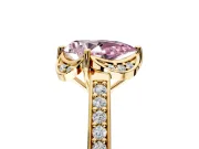 Floral Engagement Ring Setting for Fancy Pink Pear-Shaped Center with Four Accent Clusters and Prong Head in Yellow Gold