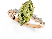 Cluster Engagement Ring Setting for Fancy Yellow Marquise Center with Round Cut Accent Band and Prong Head in Rose Gold