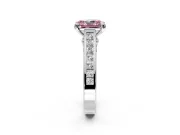Solitaire Engagement Ring Setting for Fancy Pink Radiant Cut Center with Channel Band and Double Claw Prong Head in White Gold