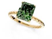 Solitaire Engagement Ring Setting for Fancy Green Radiant Cut Center with Plain Twisted Rope Band and Prong Head in Yellow Gold