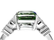 Floral Engagement Ring Setting for Fancy Green Princess Cut Center with Marquise Cluster Shoulders and Prong Head in Sterling Silver