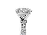 Open Basket Engagement Ring Setting for Radiant Cut Center with Pave Band and Prong Head in White Gold