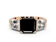 Channel-Set Engagement Ring Setting for Fancy Black Asscher Cut Center with Baguette Band and Prong Head in Rose Gold