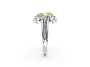 Solitaire Engagement Ring Setting for Fancy Yellow Pear-Shaped Center with Twisted Band and Scroll Prong Head in Sterling Silver