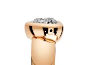 Solitaire Engagement Ring Setting for Heart-Shaped Center with Wide Band and Bezel Head in Rose Gold