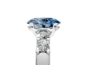 5 Stone Engagement Ring Setting for Fancy Blue Oval Center with Plain Band and Prong Head in White Gold