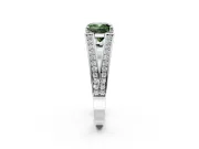 Split Shank Engagement Ring Setting for Fancy Green Cushion Cut Center with Pave Split Shank and Prong Head in White Gold
