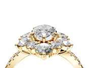 Floral Halo Engagement Ring Setting for Marquise Center with Pave Accents and Prong Head in Yellow Gold