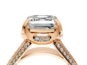 Solitaire Engagement Ring Setting for Asscher Cut Center with Accented Split Shank and Prong Head in Rose Gold