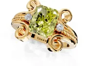 Solitaire Engagement Ring Setting for Fancy Yellow Radiant Cut Center with Twisted Band and Scroll Prong Head in Yellow Gold