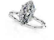 Solitaire Engagement Ring Setting for Marquise Center with Bamboo Band and Prong Head in Platinum
