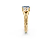 Solitaire Engagement Ring Setting for Fancy Blue Radiant Cut Center with Milgrain Cathedral Band and Prong Head in Yellow Gold