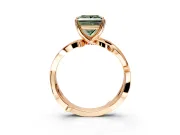 Solitaire Engagement Ring Setting for Fancy Green Princess Cut Center with Pave and Plain Crossover Band and Prong Head in Rose Gold