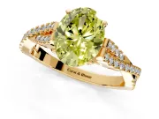 Solitaire Engagement Ring Setting for Fancy Yellow Oval Center with Twisted Pave Split Shank and Prong Head in Yellow Gold