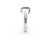 Halo Engagement Ring Setting for Fancy Green Radiant Cut Center with Tapered Plain Band and Prong Head in White Gold