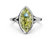 Solitaire Engagement Ring Setting for Fancy Yellow Marquise Center with V Split Shank and Bezel Head in White Gold