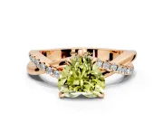 Solitaire Engagement Ring Setting for Fancy Yellow Heart-Shaped Center with Half-Pave Crossover Band and Prong Head in Rose Gold